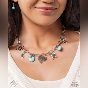 Paparazzi Silver and Turquoise Jewelry Set